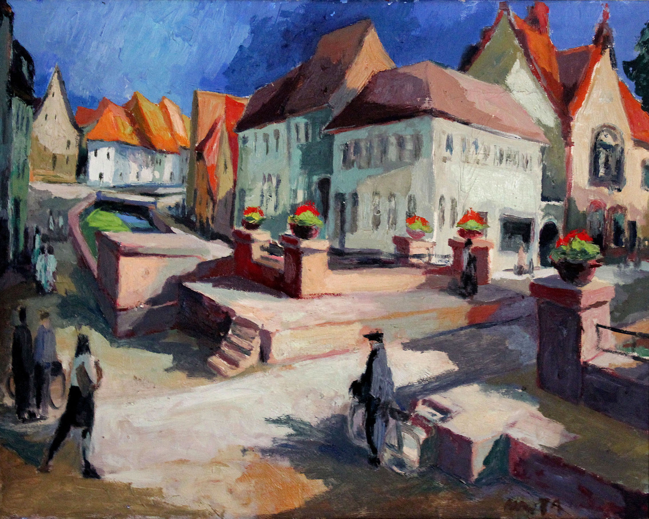  Das Gemälde „Marktplatz Weingarten“ des Kunstmalers Helmut Meyer-Weingarten wird in der kleinen Ausstellung im Haus Krumes zu sehen sein. 