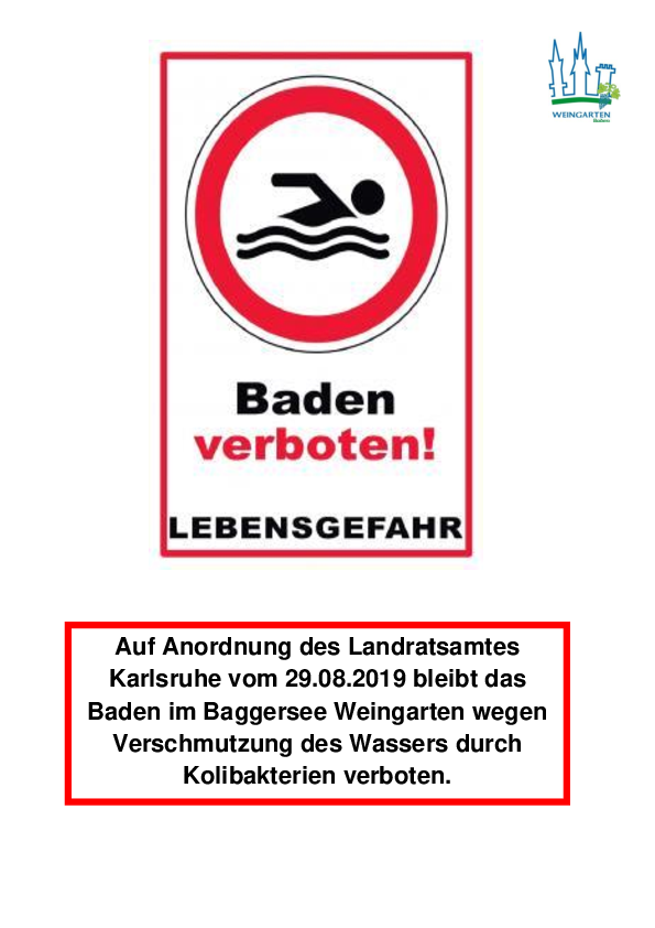  Information zum Badeverbot im Baggersee 